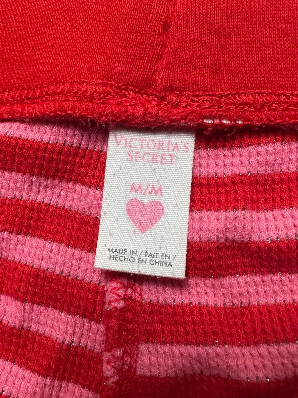 Victoria's Secret Intimates Red & Pink Glitter Stripe Drawstring Sleep Pants - Picture 2 of 9